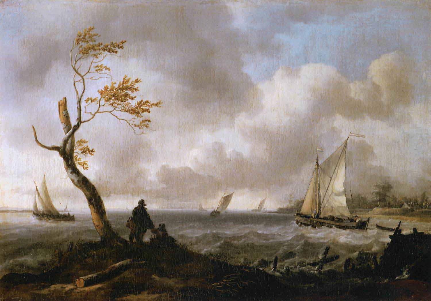 Ludolf Bakhuizen Fishing Boats and Coasting Vessel in Rough Weather